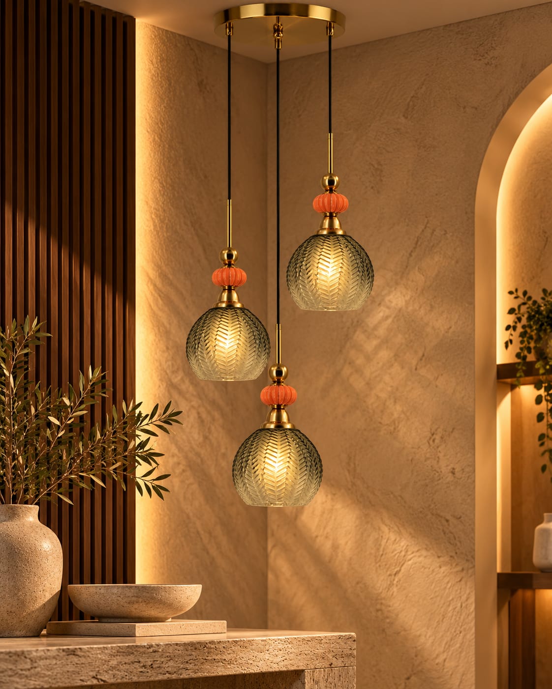 3-Light Pendant Cluster - Code CD4494-3 | Walnut Studio