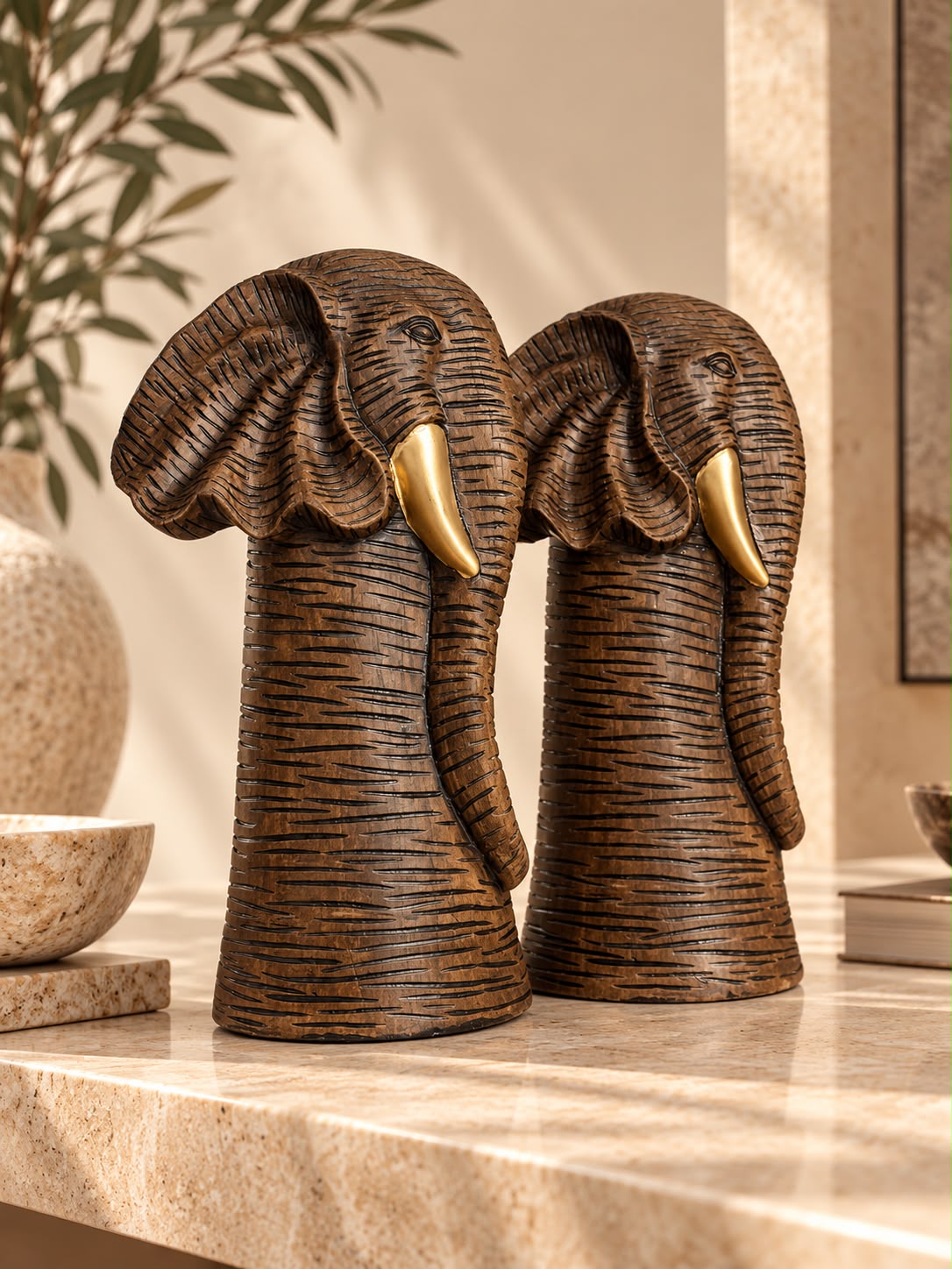 Woven Elephant Busts