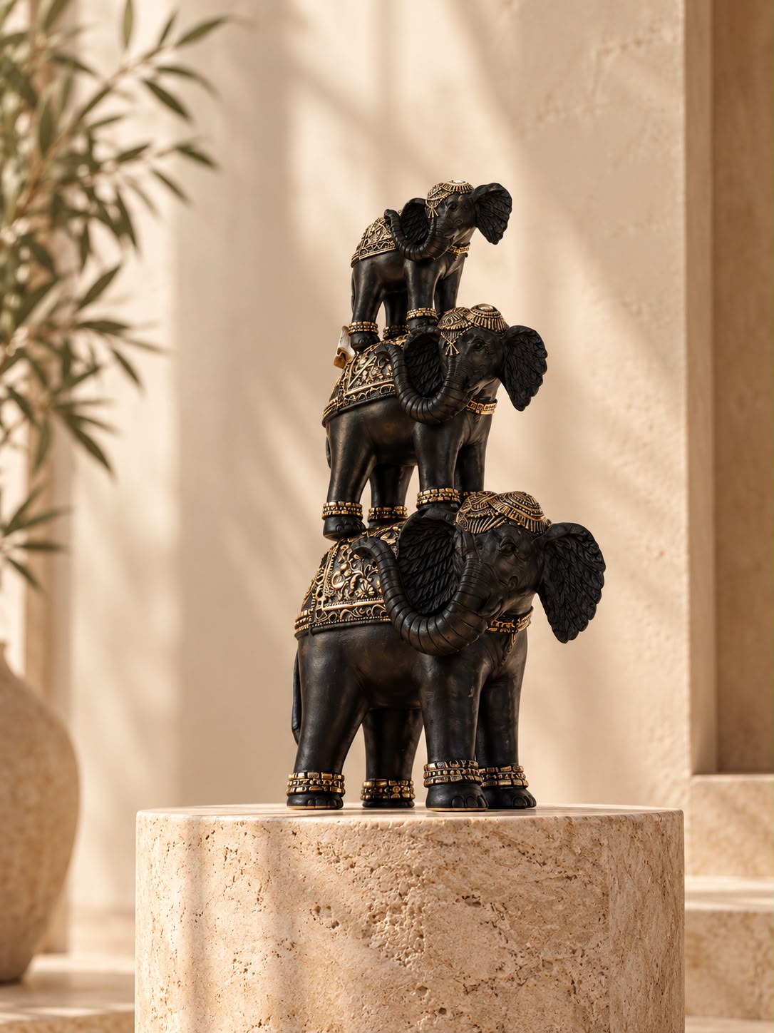 Stacked Elephant Trio