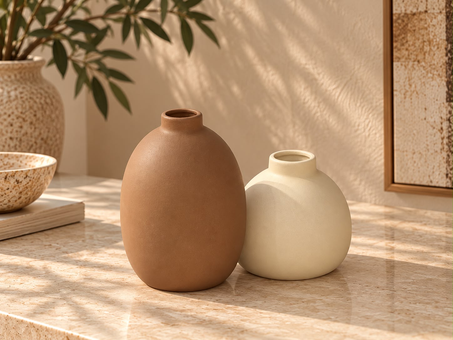 Matte Ceramic Vase Duo