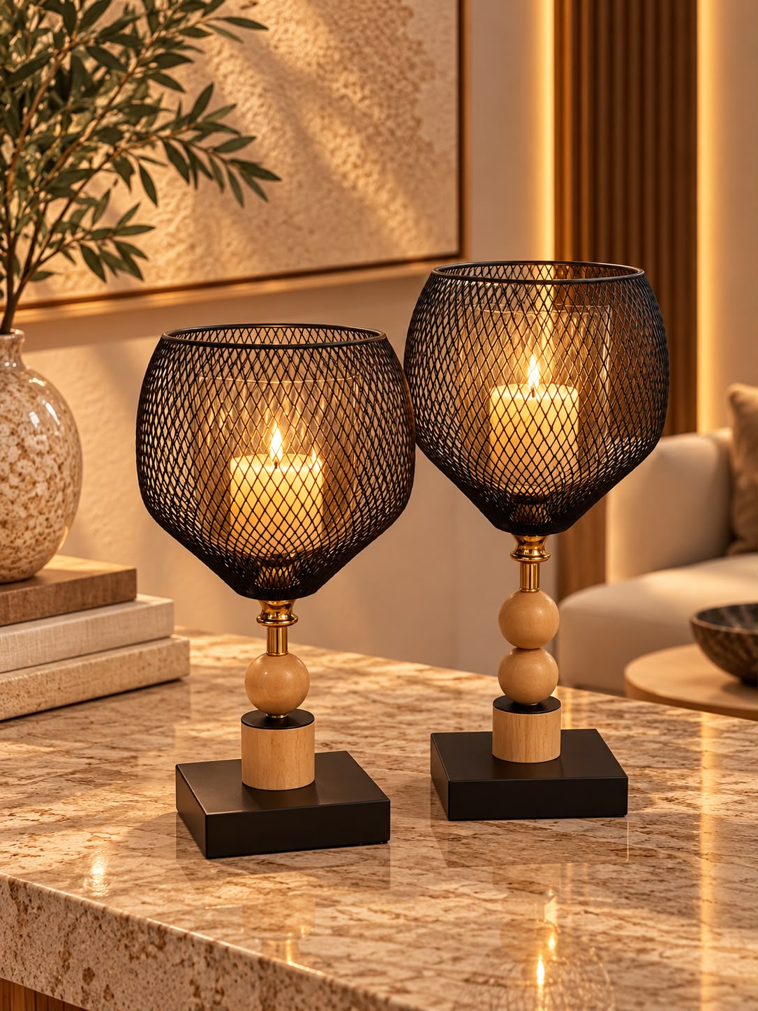 Mesh Globe Candle Holders